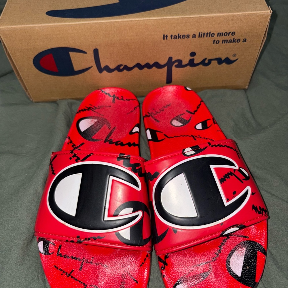 Champion Red Sporty Slide Sandals